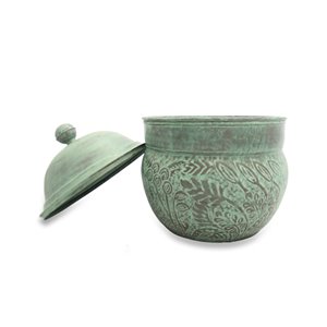 Good Directions Key West Hose Pot with Lid - 20-in x 20-in x 23-in - Blue Verde