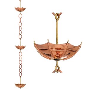 Good Directions Umbrella Rain Chain - 8.5-ft - Pure Copper