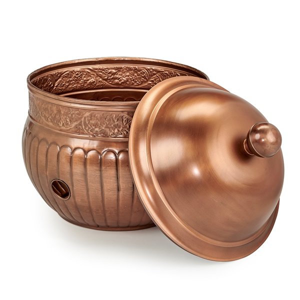 Jolla Hose Pot With Lid, Copper Garden Hose Pot