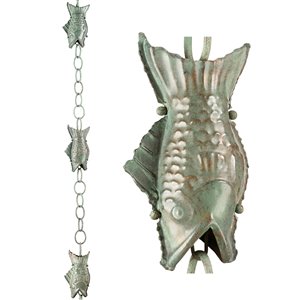 Good Directions Fish Rain Chain - 8.5-ft - Blue Verde Copper