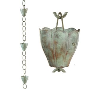 Good Directions Crocus Rain Chain - 8.5-ft - Blue Verde Copper