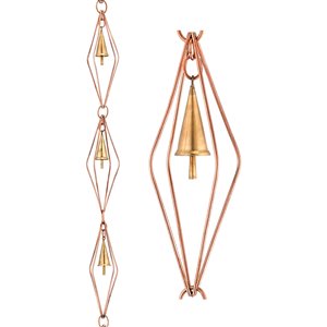 Good Directions Diamond Rain Chain with Bells - 8.5-ft - Pure Copper