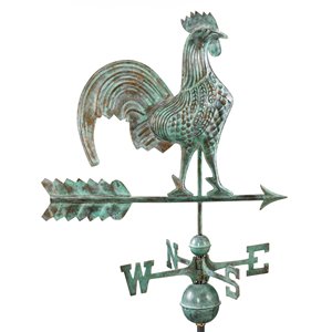 Good Directions Rooster Weathervane - 40-in - Verdigris Copper