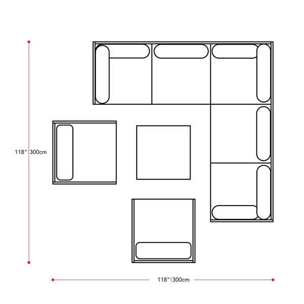 CorLiving Parksville Patio Sectional Set - Black/Ash Grey - 8-Piece