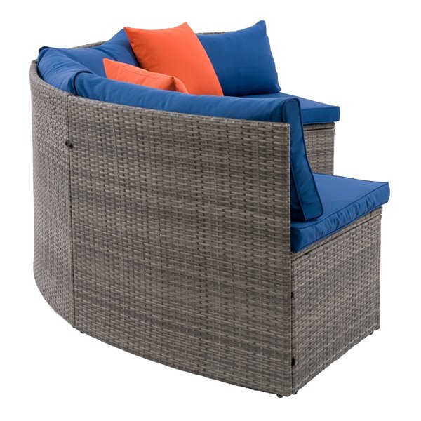 CorLiving Parksville Patio Sectional Set - Resin Wicker - Grey/Oxford Blue - 2-Piece