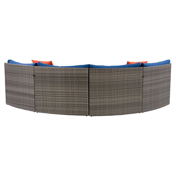 CorLiving Parksville Patio Sectional Set - Resin Wicker - Grey/Oxford Blue - 2-Piece