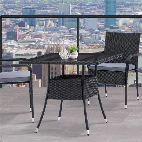 Table de patio Parksville de CorLiving, 31 po x 31 po, noir