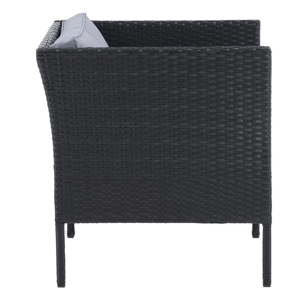 Fauteuil de patio Parksville de CorLiving, coussins gris cendrés, fini noir