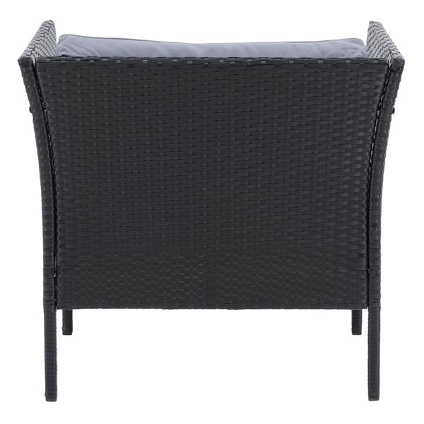 Fauteuil de patio Parksville de CorLiving, coussins gris cendrés, fini noir