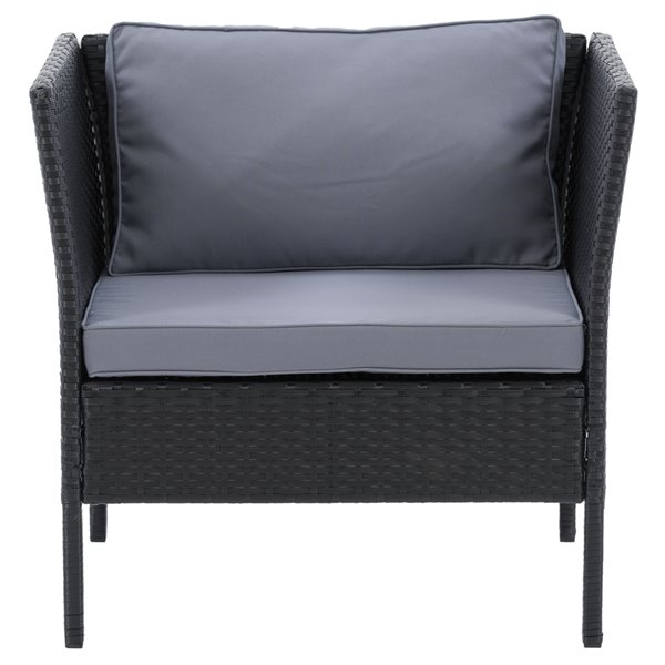 Fauteuil de patio Parksville de CorLiving, coussins gris cendrés, fini noir