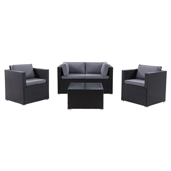 CorLiving Parksville Patio Sectional Set Black/Ash Grey 5Piece PRK