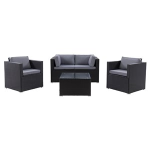 Ensemble de canapé sectionnel Parksville de CorLiving, noir/gris cendré, 5 pièces