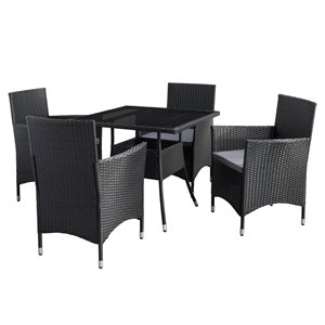 Ensemble à diner extérieur Parksville de CorLiving, table carrée, noir/gris cendré, 5 pièces