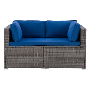 CorLiving Parksville Patio Sectional Set - Grey/Oxford Blue - 2-Piece