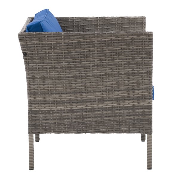 Fauteuil de patio Parksville de CorLiving, coussins bleus, fini gris