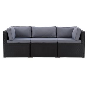 Ensemble sectionnel pour patio Parksville de CorLiving, noir/gris cendré, 3 pièces