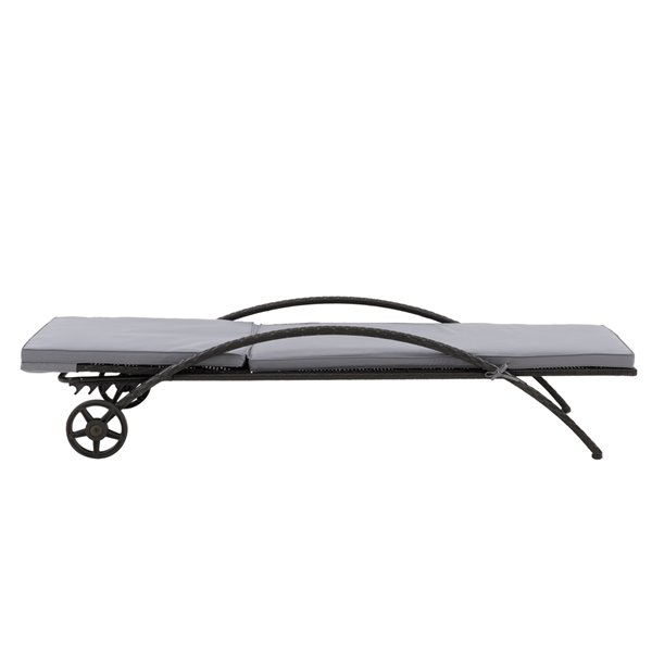 Chaise longue Parksville de CorLiving, coussins gris, fini noir