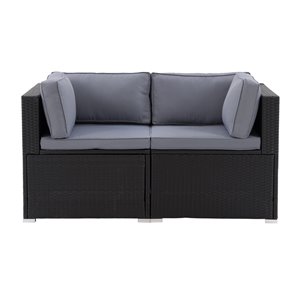 CorLiving Parksville Patio Sectional Set - Black/Ash Grey - 2-Piece