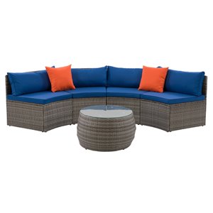 Ensemble de patio modulaire Parksville de CorLiving, gris/bleu, 3 pièces