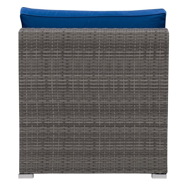 Fauteuil sectionnel du milieu de patio Parksville de CorLiving, coussins bleus, fini gris