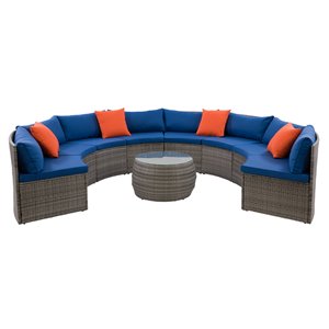 Ensemble de patio modulaire Parksville de CorLiving, gris/bleu, 5 pièces