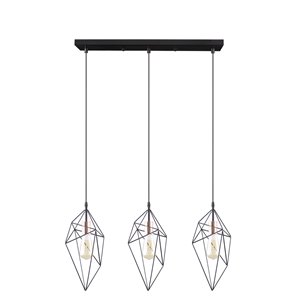 Luminaire suspendu Beldi à 3 lumières de la collection Marquis, noir