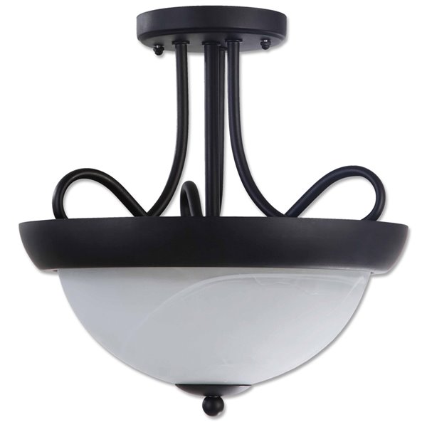 Beldi Lily Collection 2 Light Semi Flush Mount Light Black 12 In X 12 5 In 21801 C2a Rona