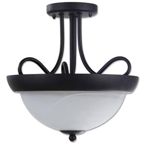 Beldi Lily Collection 2-Light Semi Flush Mount Light - Black - 12-in x 12.5-in