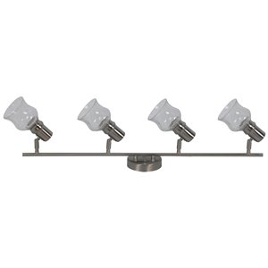 Rail d'éclairage Beldi à 4 lumières de la collection Vieste, nickel satiné, 6.18 po x 35.55 po
