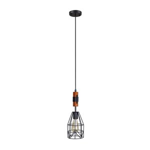Luminaire suspendu Beldi à 1 lumière de la collection Tralee, noir et bois