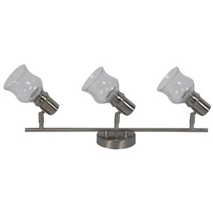 Rail d'éclairage Beldià 3 lumières de la collection Vieste, nickel satiné, 6.18 po x 26.49 po