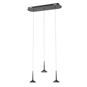 Luminaire DEL Beldi suspendu à 3 lumières de la collection Lucea, noir