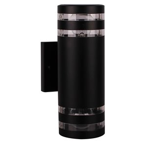 Luminaire mural extérieur à 2 lumières de la collection Andalo, noir, 2.36 po x 4.6 po x 1.67 po