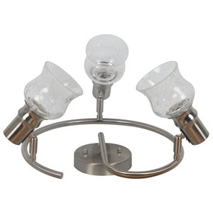 Plafonnier Beldi satin à 3 lumières de la collection Vieste, nickel satiné, 6.18 po x 15.04 po