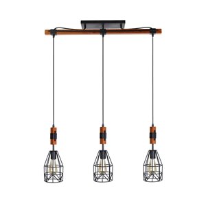 Luminaire suspendu Beldi à 3 lumières de la collection Tralee, noir et bois