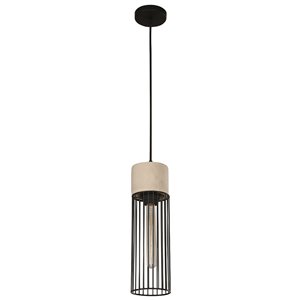 Luminaire suspendu Beldi à 1 lumière de la collection Ciment, noir