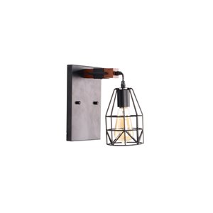 Beldi Tralee Collection 1-Light Wall Light - Black and Wood - 4.7-in x 9.8-in x 4.7-in