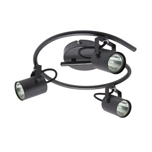Plafonnier Beldi à 3 lumières de la collection Lorino, noir, 5.1 po x 11.8 po