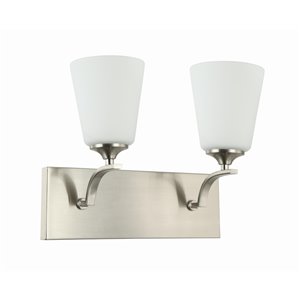 Beldi Seattle Collection 2-Light Wall Light - Satin Nickel - 7-in x 11-in x 14-in