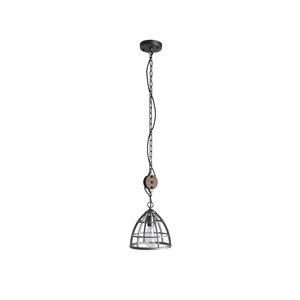 Luminaire suspendu Beldi à 1 lumière de la collection Cali, petit format, gris antique