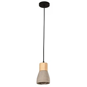 Beldi Ciment Collection 1-Light Pendant Light - Black / Cement / Wood