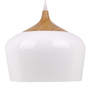 Luminaire suspendu Beldi à 1 lumière de la collection Urbania, blanc et bois
