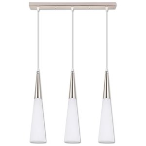 Luminaire suspendu Beldi à 3 lumières de la collection Lyss, nickel satiné