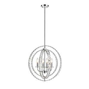 OVE Decors Antila 4-Light Globe Pendant Chandelier Light - Chrome