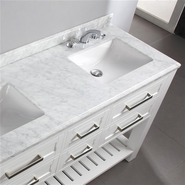 OVE Decors Pedro Double Vanity 4-Drawer with Carrera marble countertop - 60  in. - White 29VVA-PEDR60-007EV | RONA