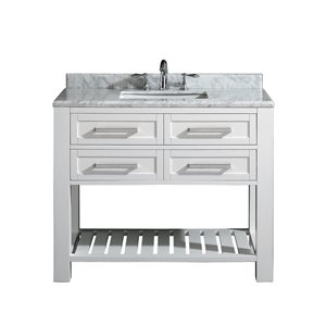 Vanité Pedro de OVE Decors avec comptoir de marbre Carrrara, 42 po, Blanche