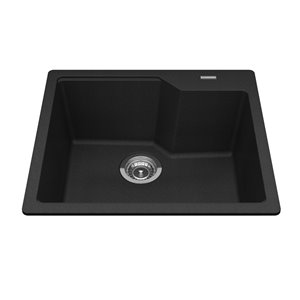 Kindred Granite Drop-in Single Bowl Kitchen Sink - Onxy - 22.06-in x 19.69-in