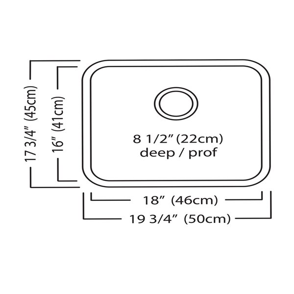 Kindred Reginox Undermount Single Bowl Stainless Steel Kitchen Sink - 19.75-in x 17.75-in