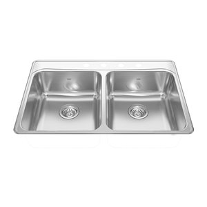 évier double Creemore à montage sur plan en acier inoxydable 33 po x 22 po x 8 po
