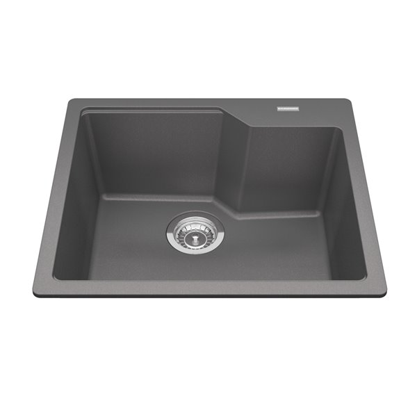 Évier double de Kindred à montage sur plan granite gris ombre, 22.06 po x 19.69 po